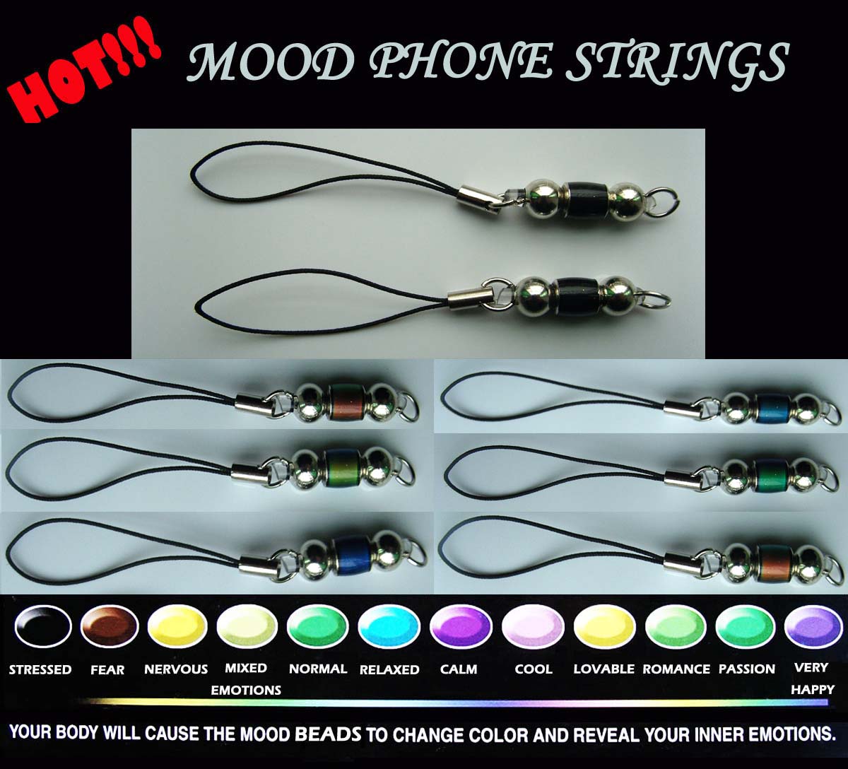 Flower Beads Mood Color Change Cellphone Straps