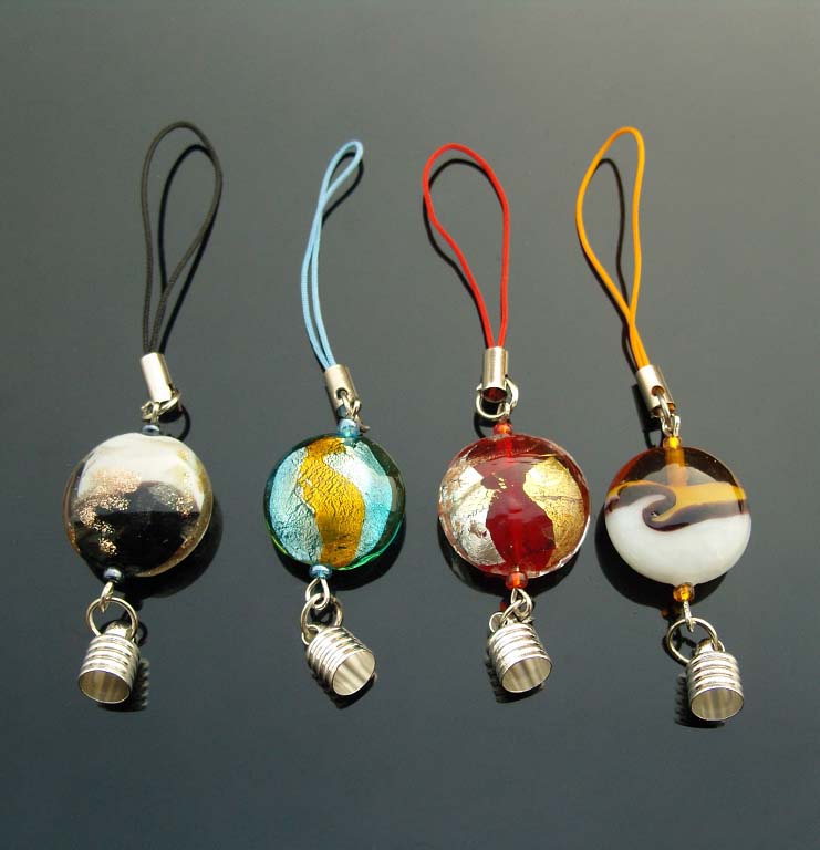 Premade Cellphone Straps(6MM Caps,Assorted Murano Glass Beads)