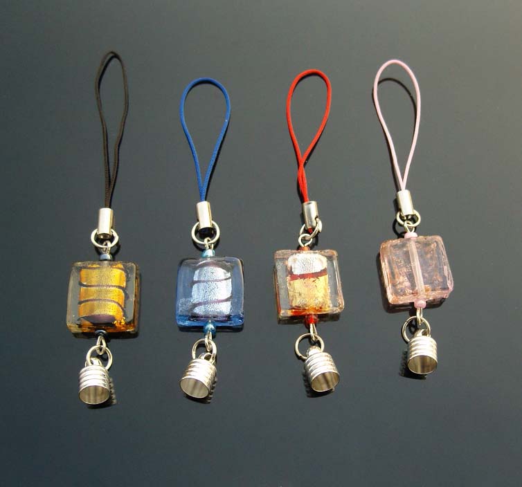 Premade Cellphone Straps(6MM Caps,Assorted Murano Glass Beads)