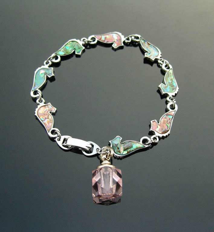 Paua Shell Bracelet With Crystal Vials 