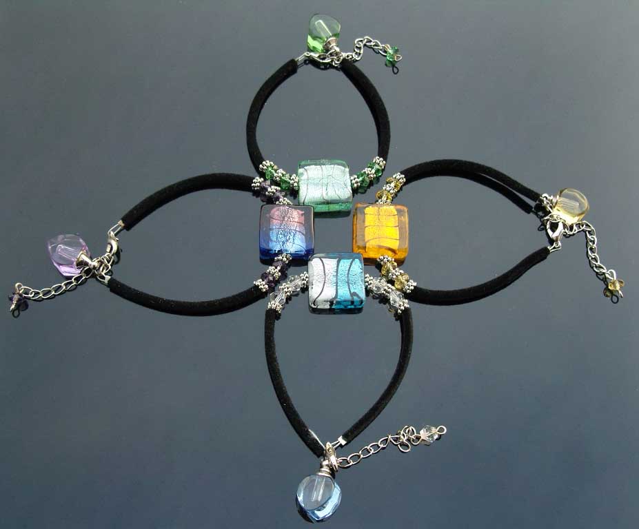 Murano glass beads Bracelets With Crystal Vials(Assorted Designs)