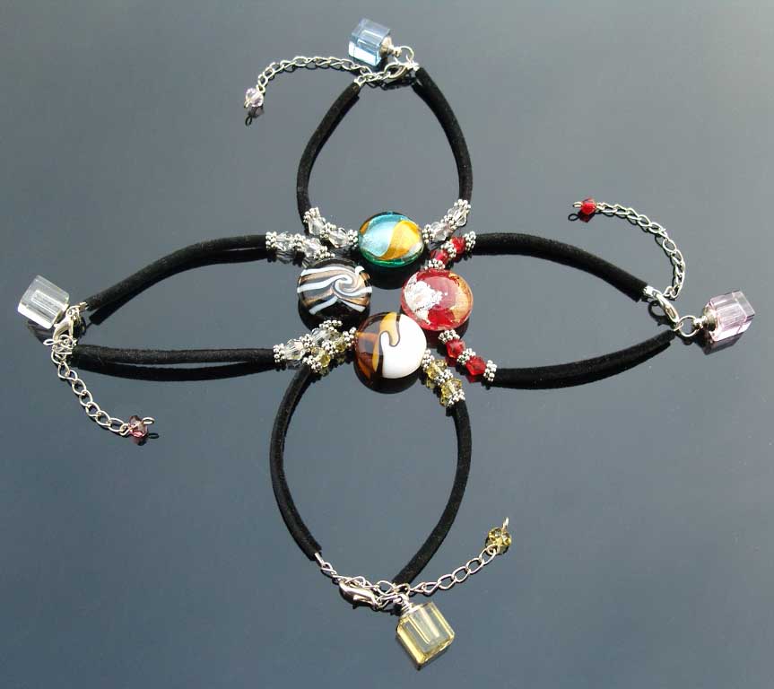 Murano glass beads Bracelets With Crystal Vials(Assorted Designs)