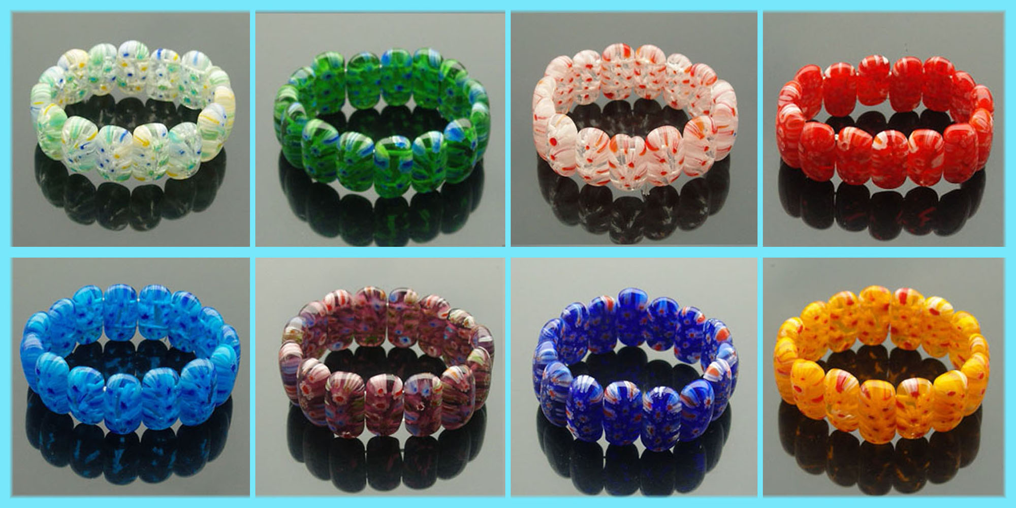 Murano Glass Bracelets(Sold in per package of 8 pcs, assorted colors)