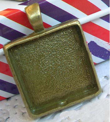 Bronze Deep Square Photo Jewelry Pendant Blank (20MM inside,sold in per package of 50pcs)