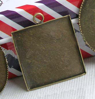 Bronze Square Photo Jewelry Pendant Blank (22MM inside,sold in per package of 150pcs)