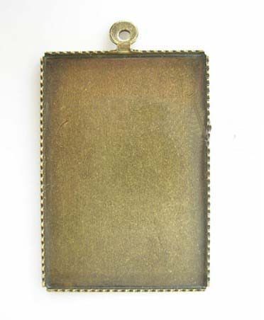 31x21MM Bronze Rectangle Photo Jewelry Pendant Blank (sold in per package of 100pcs)