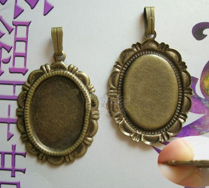 18x13MM Bronze Lace Oval Photo Jewelry Pendant Blank (sold in per package of 150pcs)