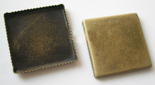 Bronze Square Photo Jewelry Pendant Blank (15MM inside,sold in per package of 300pcs)