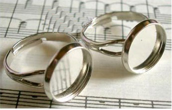 Adjustable Silver Circle Ring Blank (14MM inside,sold in per package of 60pcs)