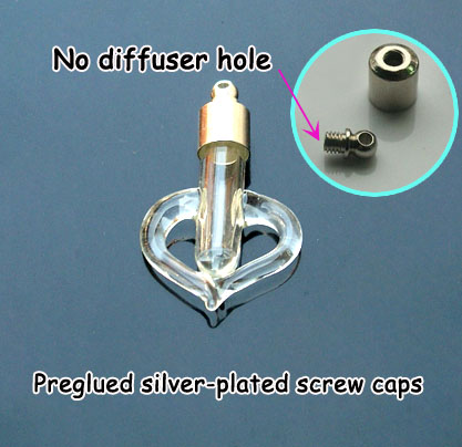 6MM Heart Clear (Preglued silver-plated screw caps)