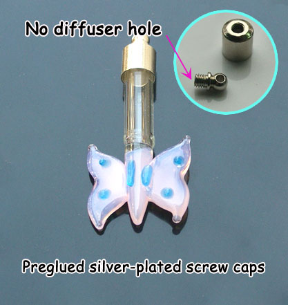 6MM  butterfly Pink (Preglued silver-plated screw caps)