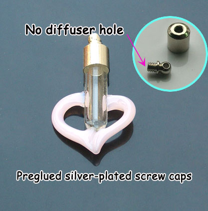 6MM Heart Pink (Preglued silver-plated screw caps)