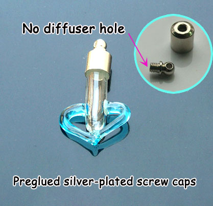 6MM Heart Blue (Preglued silver-plated screw caps)