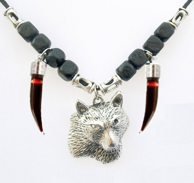 Twilight Blood Vial Fangs with Wolf Necklace