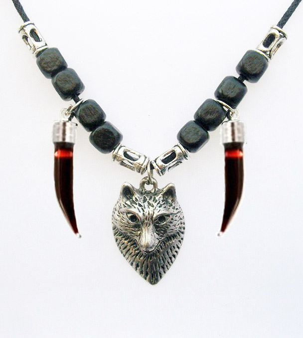 Twilight Blood Vial Fangs with Wolf Necklace