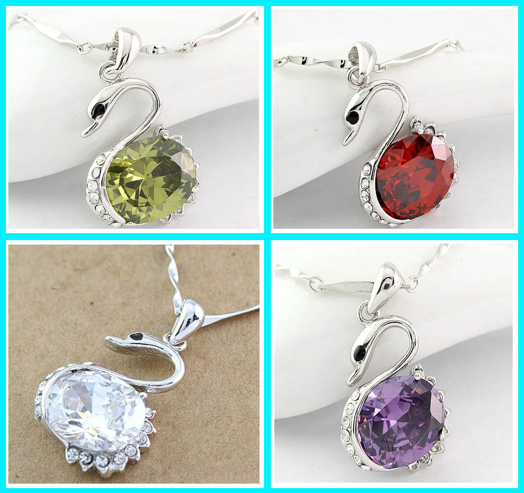Swan Zircon Necklaces(Assorted Colors)