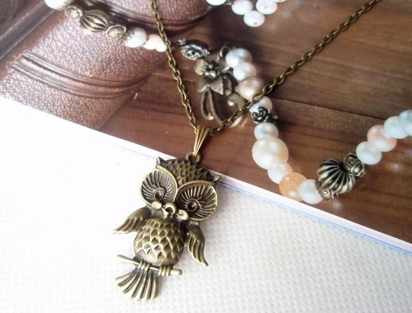 Leather Necklace Owl (Sold in per package of 50pcs)