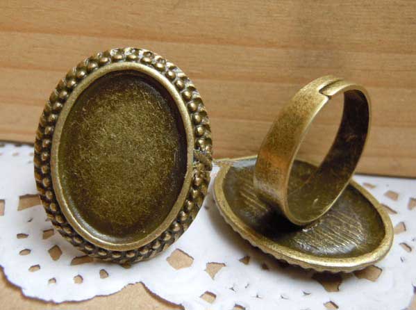 Adjustable Bronze Oval Ring Blank (13x18MM inside,sold in per package of 60pcs)