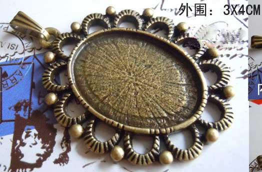 18x25MM Bronze Oval Photo Jewelry Pendant Blank (sold in per package of 50pcs)