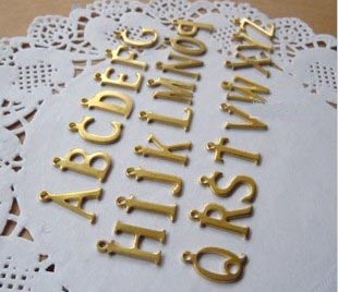 15MM Brass Trinket English Letters (sold in per package of 6 sets)