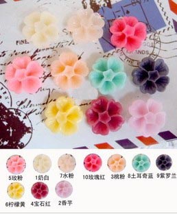 14MM Resin Cherry Blossom (sold in per package of 100pcs,assorted colors)