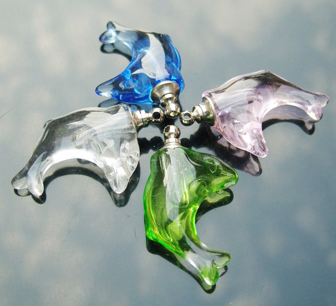 Crystal Plain Perfume Vials Dolphin(16x19MM,assorted colors)