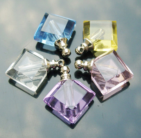 Crystal Plain Perfume Vials Prismatic (16x19MM,assorted colors)