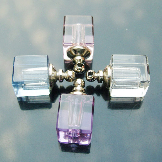 Crystal Plain Perfume Vials Square(16x19MM,assorted colors)