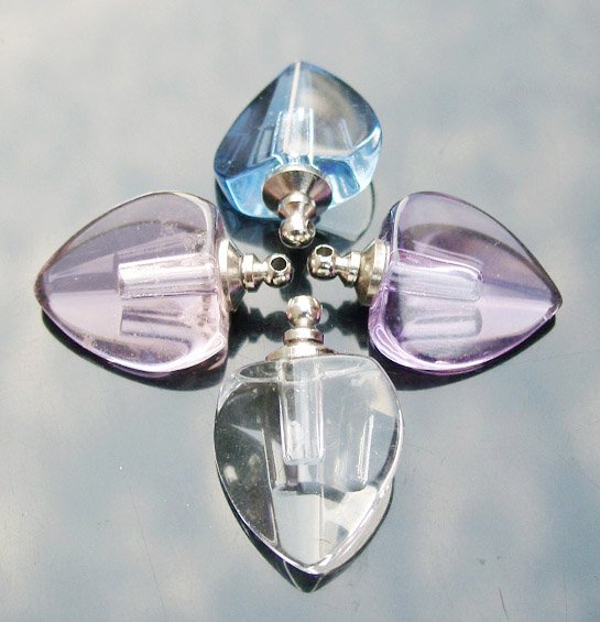 Crystal Plain Perfume Vials Flat Heart (16x19MM,assorted colors)