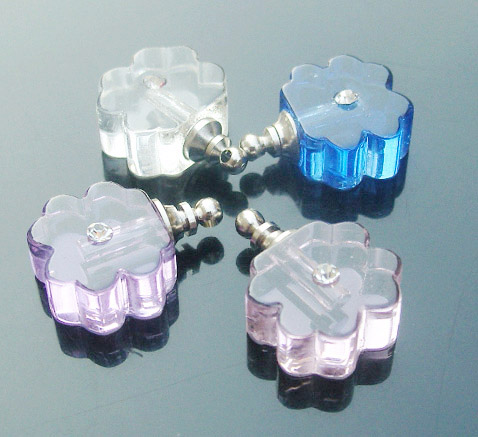 Crystal Rhinestone Perfume Vials Lucky Clover(21x13MM,assorted colors)