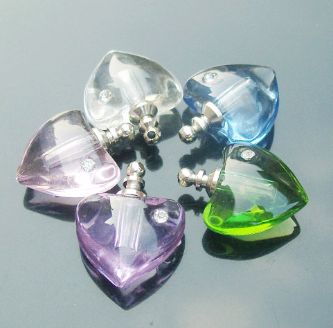 Crystal Rhinestone Perfume Vials Flat Heart(21x13MM,assorted colors)