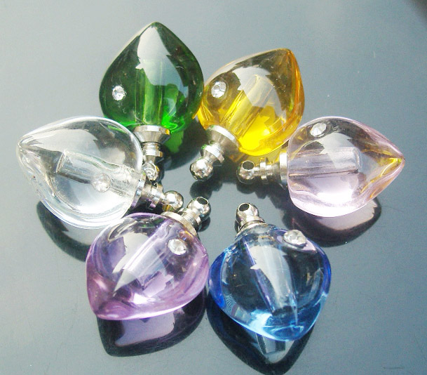 Crystal Rhinestone Vials Heart(21x13MM,assorted colors)
