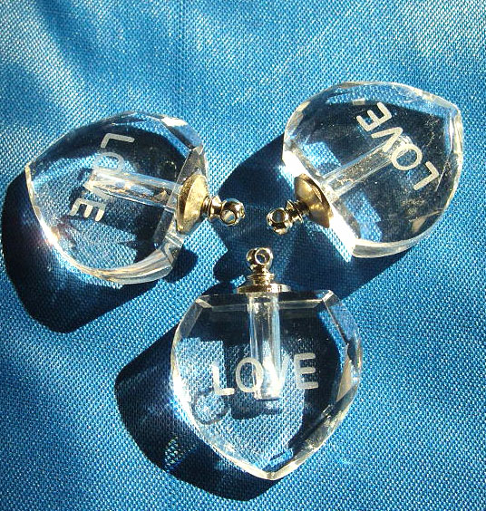 Handmade Big Hole Flat Heart Clear With Carving LOVE