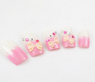 3D Flower Nail Tips (Sold in per package of 24pcs,assorted colors)