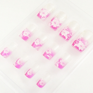 Flower Nail Tips (Sold in per package of 12pcs,assorted colors)