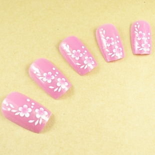 Pink Flower Nail Tips (Sold in per package of 12pcs)