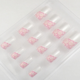 package Flower 12pcs) Pink per of kit Nail (Sold stones painting  Tips in glass