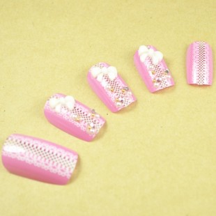 Pink Bowknot Nail Tips (Sold in per package of 24pcs)