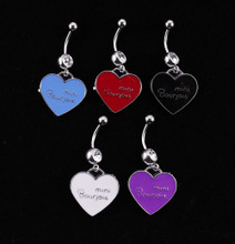 Love Heart Navel Belly Rings (Sold in per package of 25pcs,assorted colors)