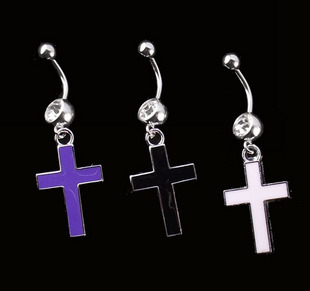 Cross Navel Belly Rings (Sold in per package of 25pcs,assorted colors)