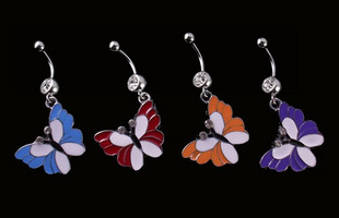 Butterfly Navel Belly Rings (Sold in per package of 25pcs,assorted colors)