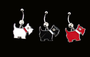 Lovely Dog Navel Belly Rings (Sold in per package of 25pcs,assorted colors)