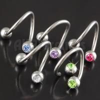 S Barbell With Gem (Sold in per package of 50pcs,assorted colors)
