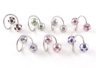 S Barbell With Rhinestones (Sold in per package of 15pcs,assorted colors)