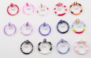 Circular Barbell With Gem (Sold in per package of 20pcs,assorted colors)