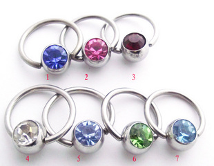 Circular Barbell With Gem (Sold in per package of 80pcs,assorted colors)