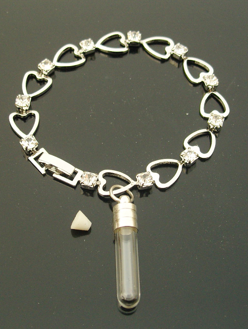 Rhinestone Love Heart Bracelet With 5MM Glass Vials
