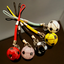 Murano Glass Charms Cellphone Straps Soccer(With cellphone straps,assorted colors)