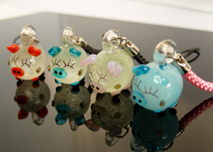 Murano Glass Charms Cellphone Straps Pig (With cellphone straps,assorted colors)