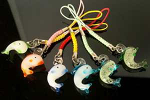 Murano Glass Charms Cellphone Straps Dolphin (With cellphone straps,assorted colors)